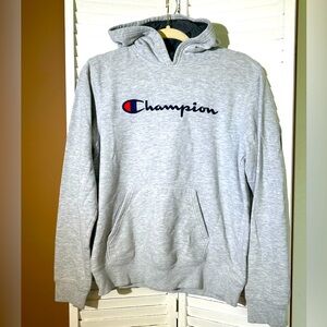 Champion Light Gray Hoodie with Logo